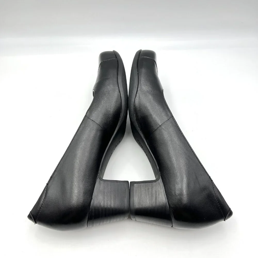 8N 8 NARROW‎ WIDTH Clarks Womens Rosalyn Belle Black Leather Pumps Heels Shoes